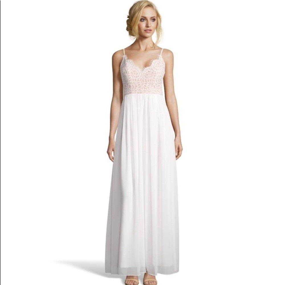 Bariano Australia Women's Nicole V-Neck A-Line Prom Gown White Size 6 NWT *READ*